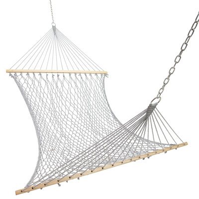 Hamac double en corde de coton pour l'extérieur - Capacité de 204 kg - Gris