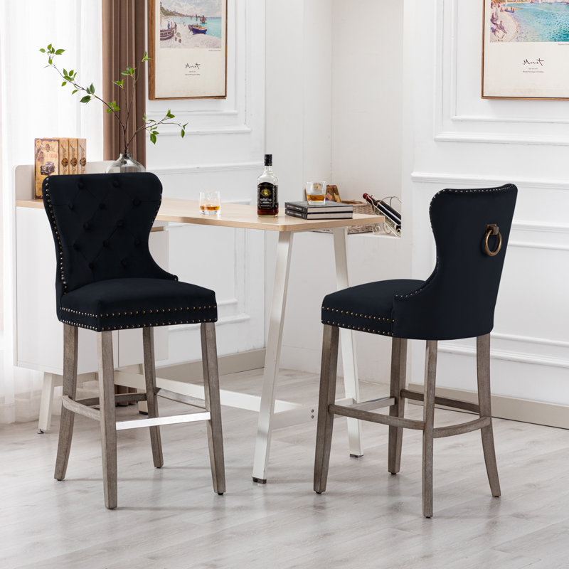 Tabouret de bar et de comptoir Kirsten, Tabouret de comptoir (siège d’une hauteur de 24, Noir, Noir