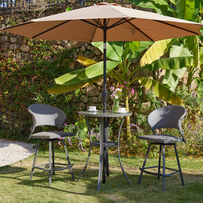 Denysse Wicker Bar Set with Stools by Wildon Home