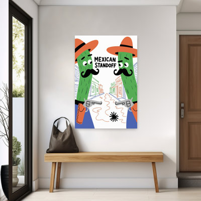 Funny Cactus Standoff by Andreas Magnusson - Wrapped Canvas Print