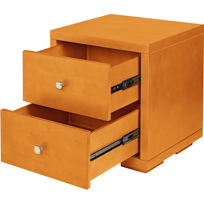 Table de chevet 2 tiroirs en bois, Cerisier