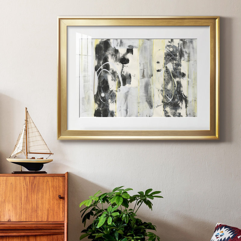 " Standing Tall I " Painting Print, Gold, 22.5" W  x 30.5" H  x  1" D, White