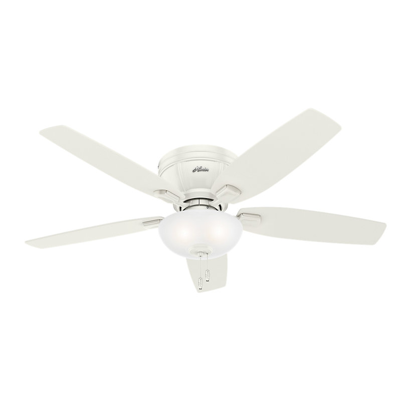 52'' Fresh White Low Profile Ceiling Fan with LED Light