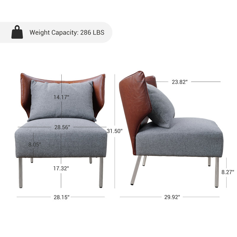 Upholstered Accent Barrel Chair With Removable Back Cushion Set Of 2, Gray