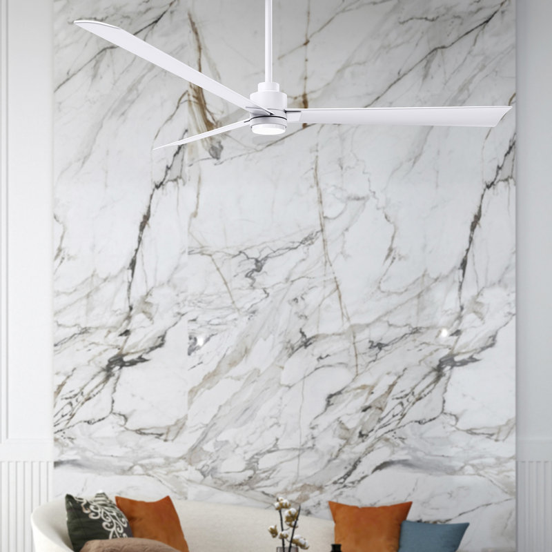 Alessandra - Three Blade Transitional Ceiling Fan -LED, Matte White, Matte White, 56"