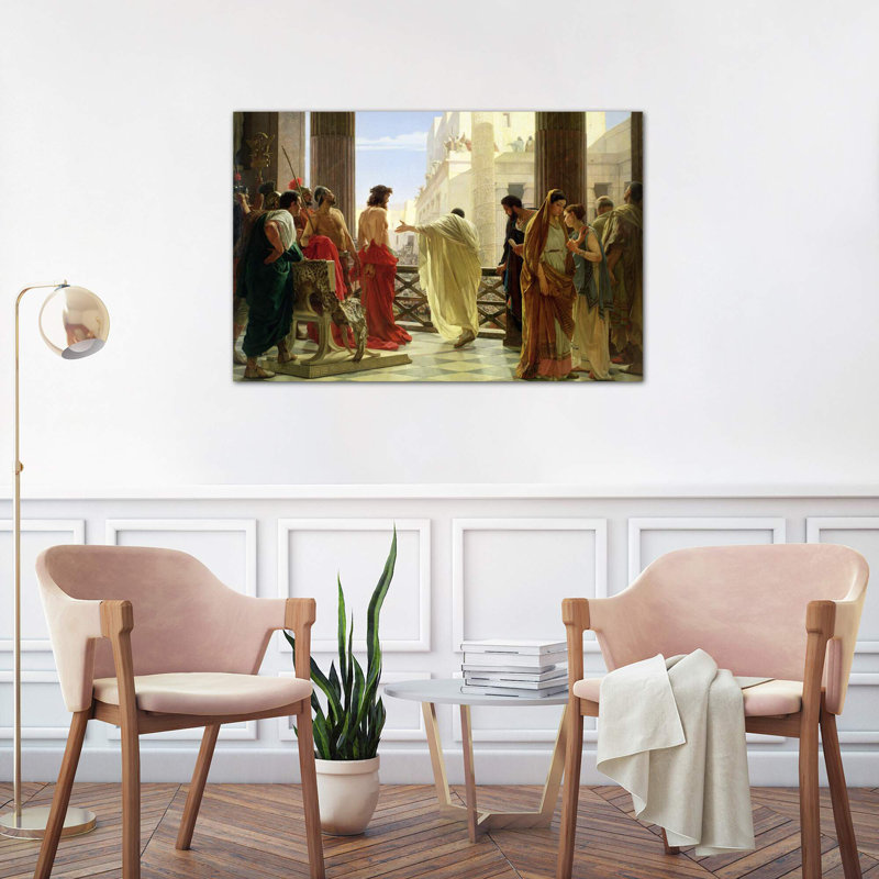 Ecce Homo by Antonio Ciseri - Wrapped Canvas Painting, 20.32 cm H x 30.48 cm W, Blue Framed