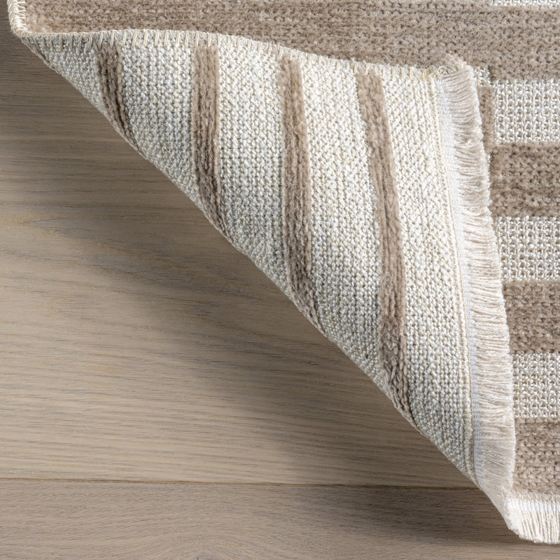 Mirielle Striped Machine Washable Area Rug, Rectangle 4' x 6'