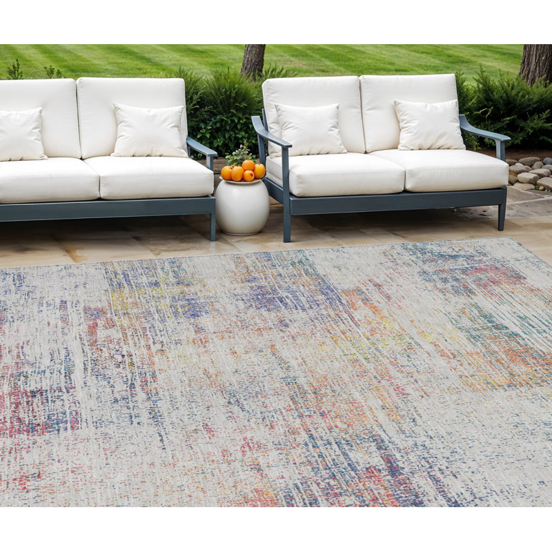 Tapis intérieur lavable abstrait 9 pi x 12 pi orange