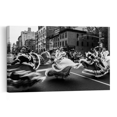Mexican Dancers Flow Energetic Traditional Abstract City Wall Art Print by Tong Zhang - Wrapped Canvas Print