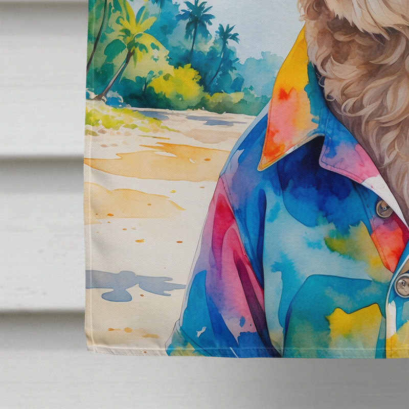 American Eskimo Summer Beach Time House Flag, Goldendoodle