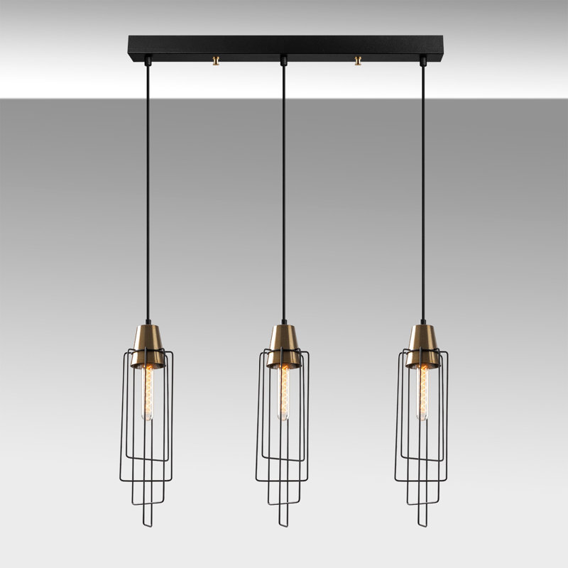 Luminaire suspendu géométrique à 3 lumières pour îlot de cuisine Lores