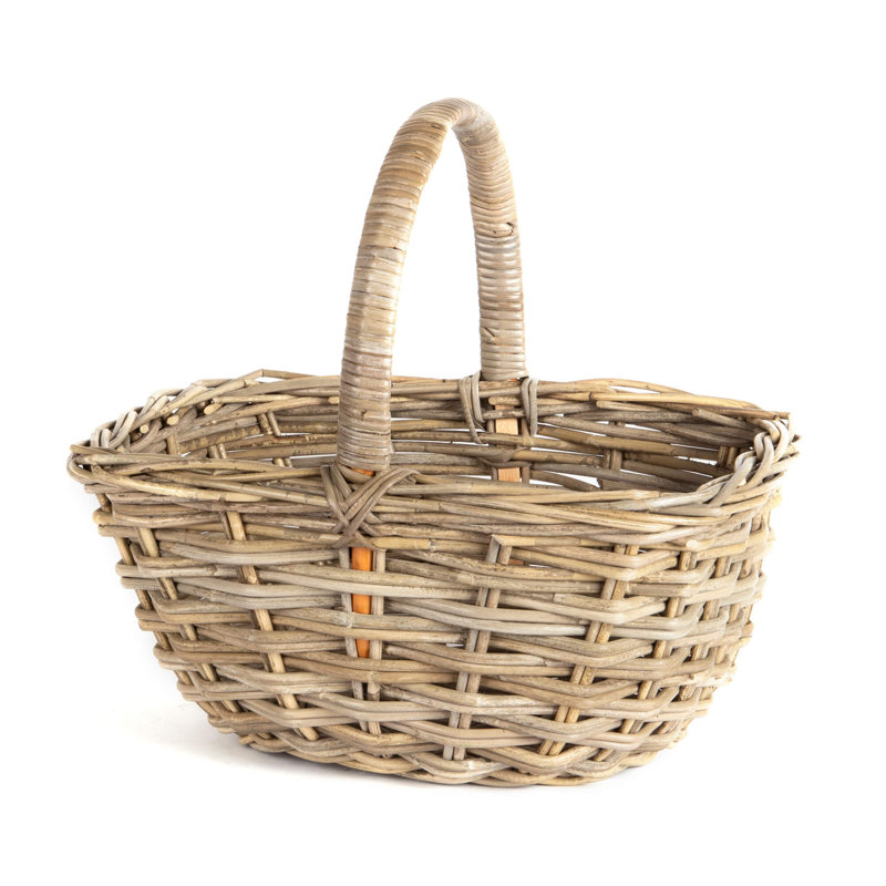 Panier en rotin gris avec tissage 3x2