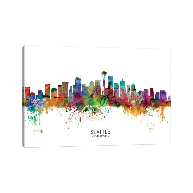 Seattle Washington Skyline by Michael Tompsett - Wrapped Canvas Print, 20.32 cm H x 30.48 cm W