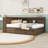 Full-Size Wooden Daybed with LED Light, Storage Shelves, USB Charging Station, and Twin Trundle-1962415540