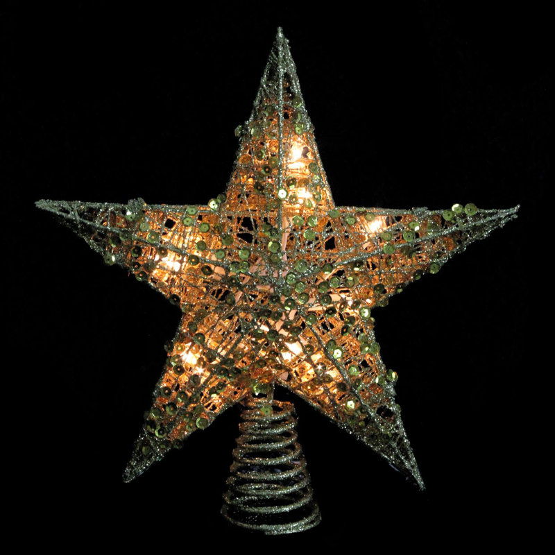 Décoration pour sommet de sapin étoile dorée scintillante 12 po - lumières claires, Or