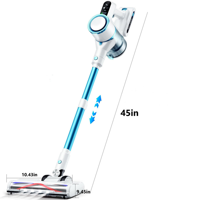 Aspirateur-balai sans fil avec aspiration puissante de 23 kpa, modes à 2 vitesses pour les poils d'animaux, les tapis et les planchers durs