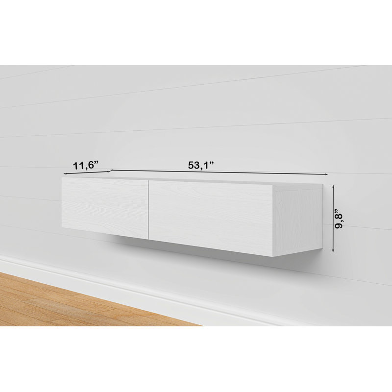 Alesandrini 53" Floating TV Stand Up to 70" TV's Wall Mounted Media Console, White