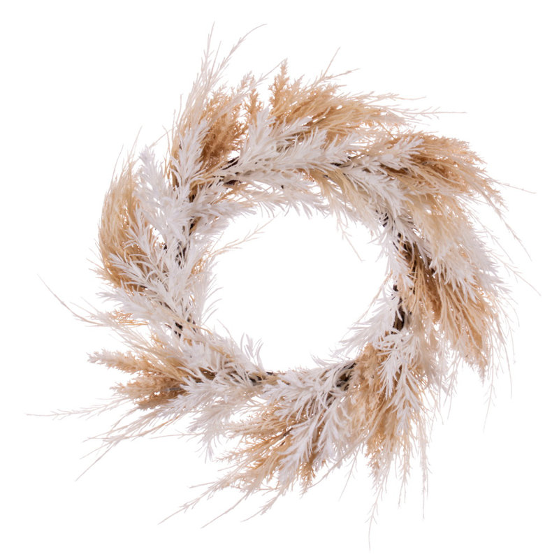 Couronne en fougère et mini feuilles en PVC 23,5 po