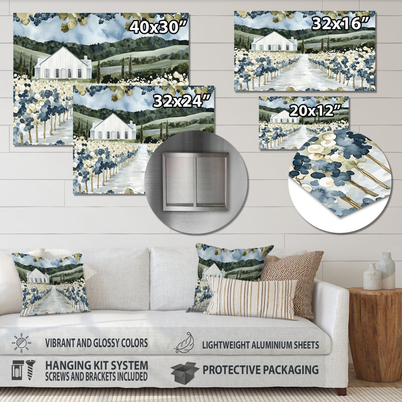 «Italian Vineyard Landscape I - Paysages», reproduction d'art murale en métal, H 12 po x l 20 po