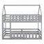 Lit superposé simple au-dessus de simple avec clôture et porte, gris-2028638871