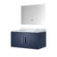 Meuble-lavabo bleu marine avec comptoir en marbre et miroir de 91 cm (36 po) - Construction robuste, grand espace de rangement, système de fermeture amortie, grande durabilité, tablette