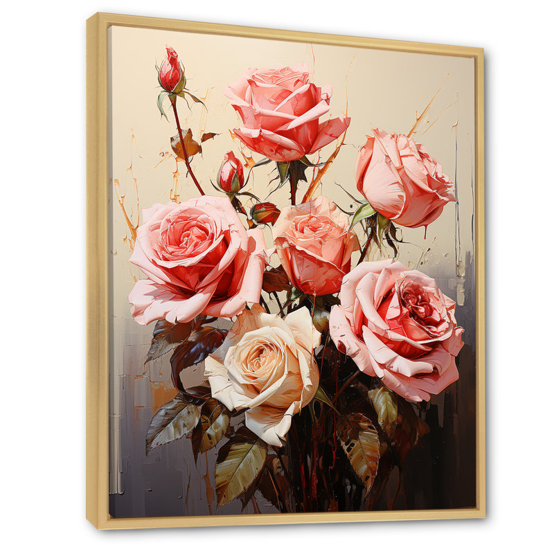Bouquet de roses ravissantes Brantcairn, H 20 po x l 12 po x P 1 po, Cadre naturel flottant