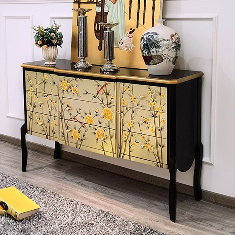 Hand-Painted 9-Drawer Storage Cabinet