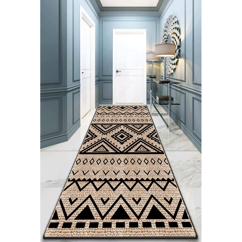 Non-Slip Hall Carpet (3.3 x 9.8 ft), 100% Polyester, 10 mm Pile Height, Antibacterial, Machine Washable | Durable Dot Base, 2.1 lbs/sq yd | Perfect for High-Traffic Areas, Easy Care & Stylish Design