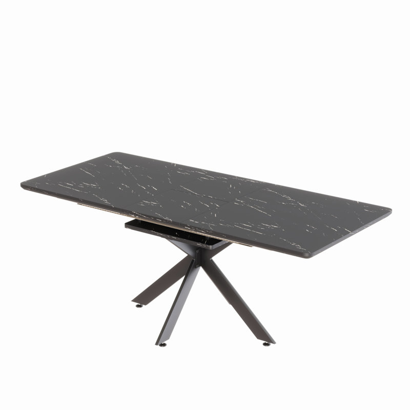 Table de salle à manger à rallonge de 62,4 po de style Mid-Century noir. Idéal pour la salle, la fête, la conférence. Matériaux, assemblage facile. Moderne à rallonge de 78,15 po. Cuisine de style industriel. Pieds fonctionnels durables