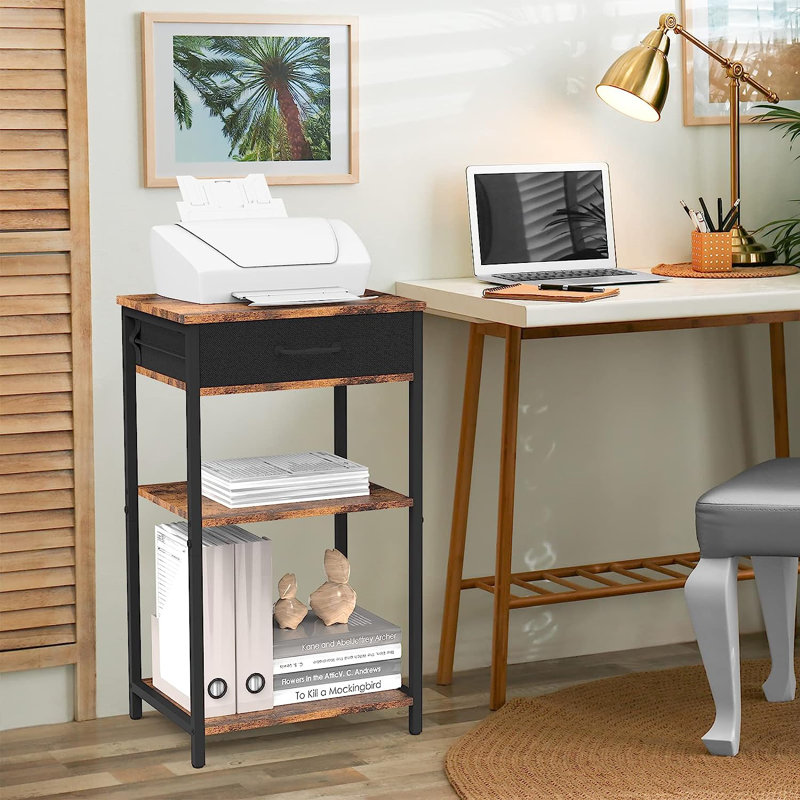 15.75'' W Metal Nightstand, Brown