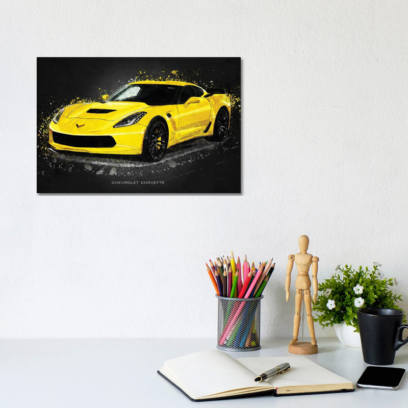 Chevrolet Corvette Acrylic by Gab Fernando - Wrapped Canvas Print, 20.32 cm H x 30.48 cm W
