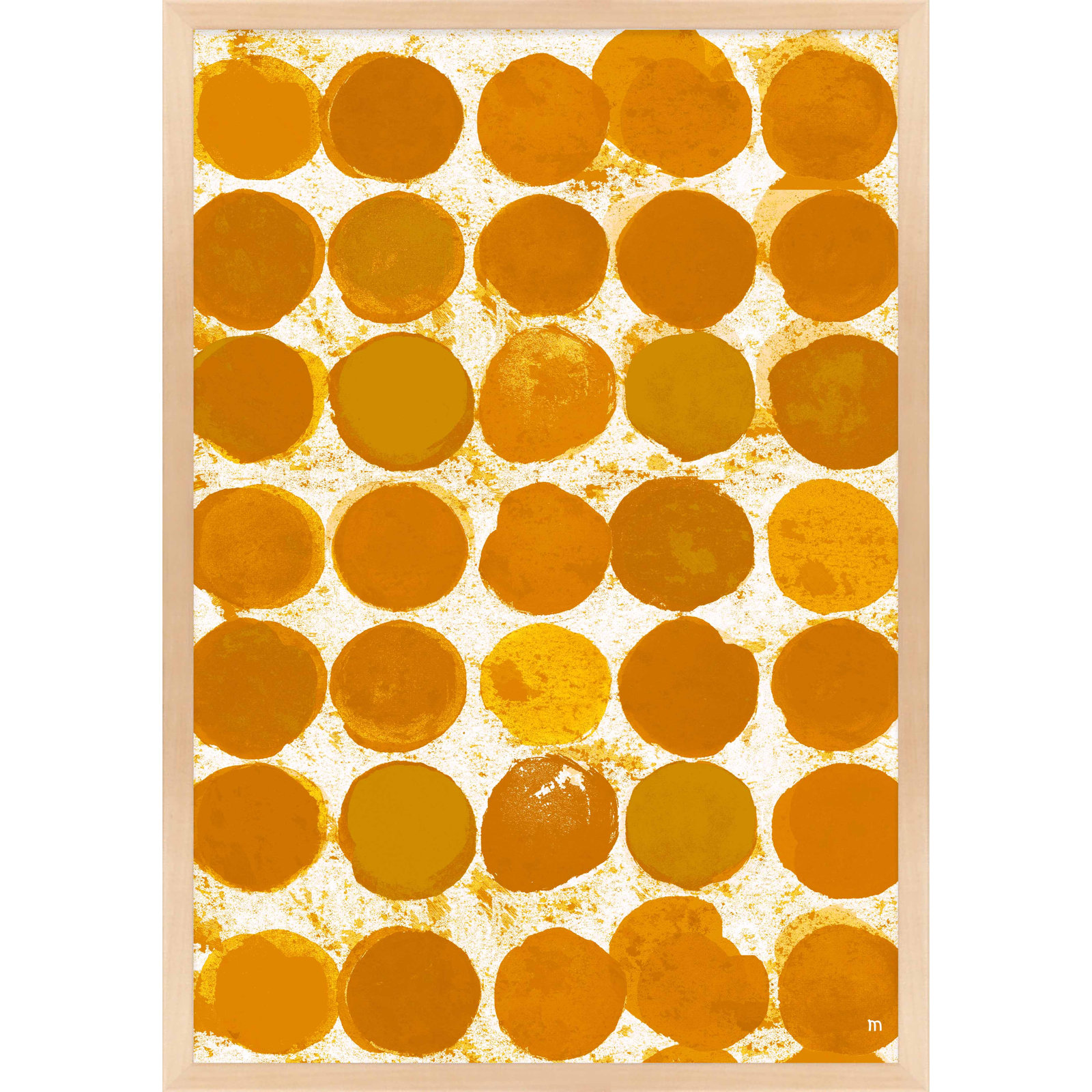 Satori Dots Pattern Curry by Studio M, 20" H x 14" W x 1.25" D, Maple Framed