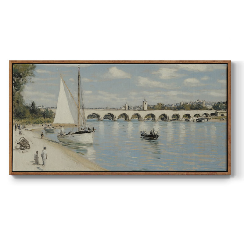 Nautical Series-LVI- Toile tendue avec châssis tendue - Prêt à accrocher, H 21 po x l 41 po, Noyer
