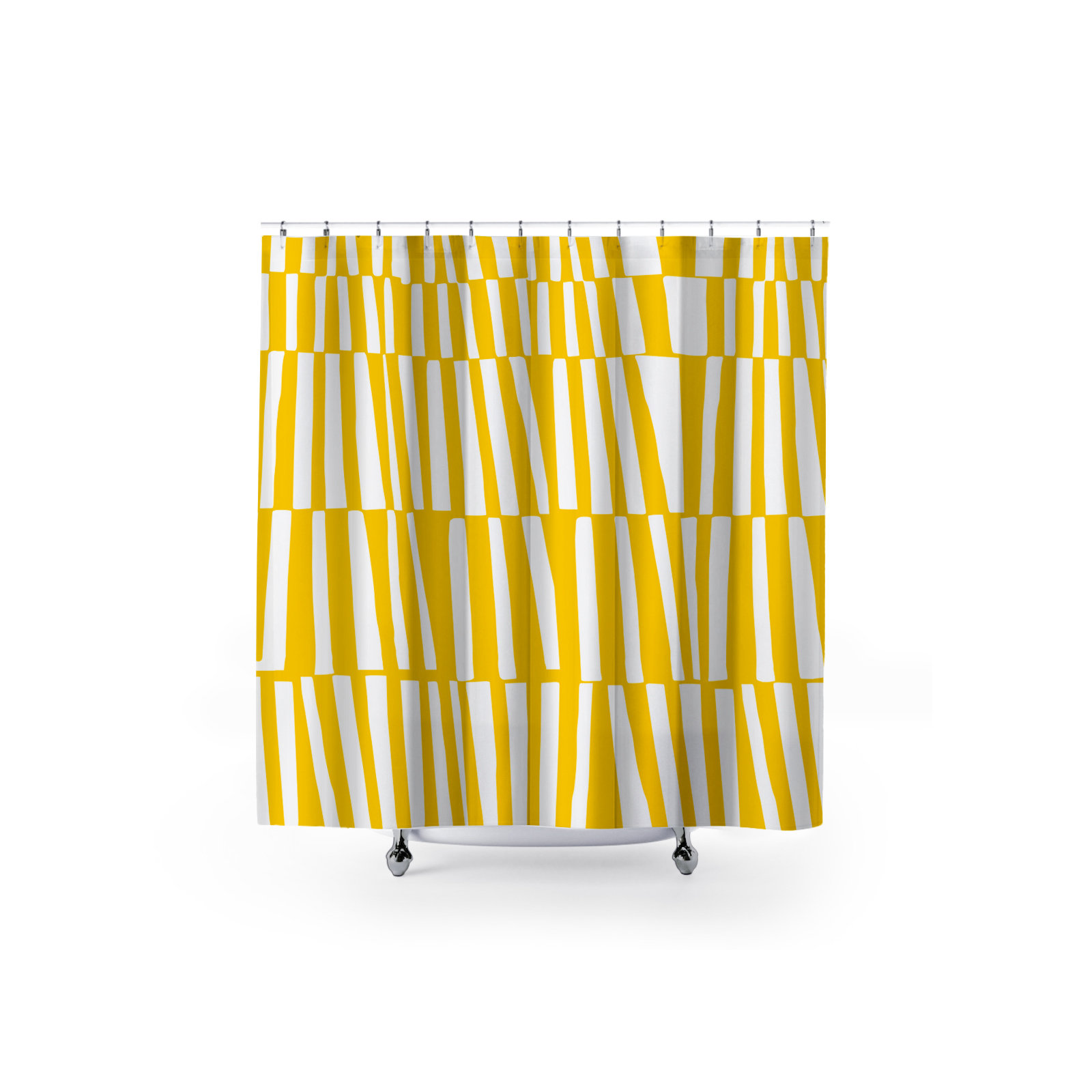 Thora Abstract Mid-Century Shower Curtain, Bright Yellow
