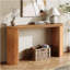 Console rétro Mirod avec garniture perlée et pieds courbés réversibles, finition en placage de bois naturel