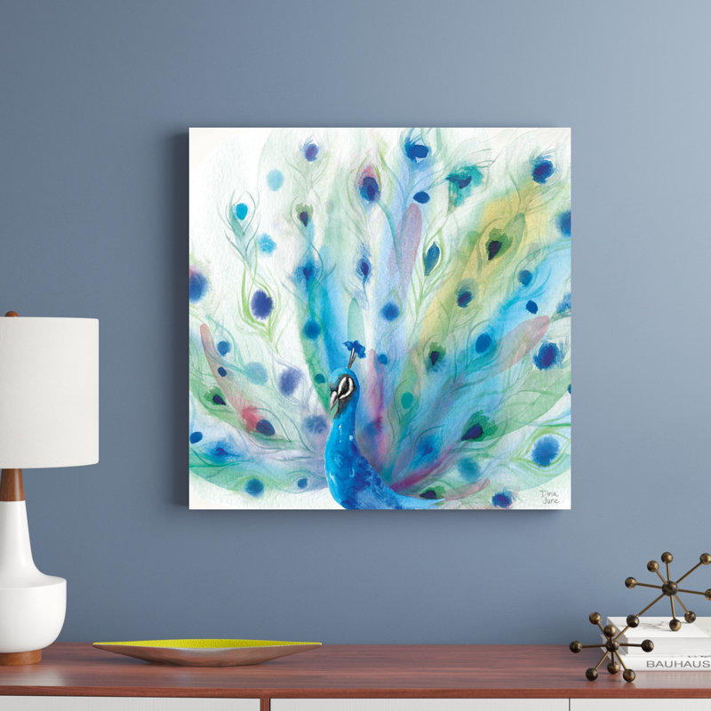 «Peacock Glory V» par Dina June, reproduction d'art sur toile tendue, H 30 po x l 30 po