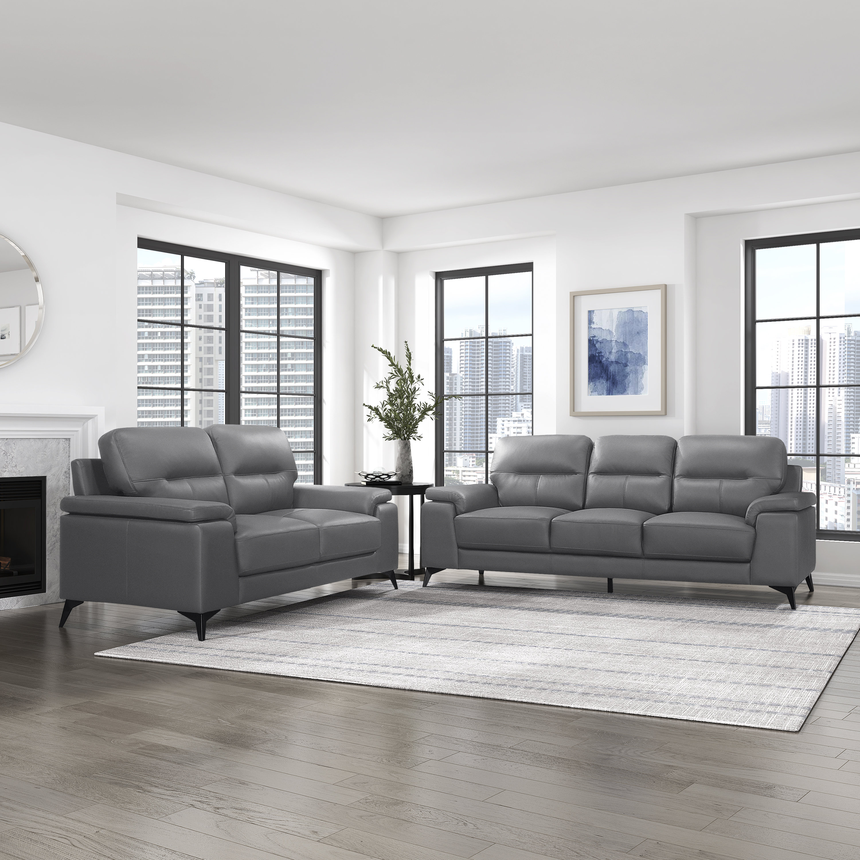 Ivy Bronx Dontario 2Piece Leather Match Living Room Set Wayfair