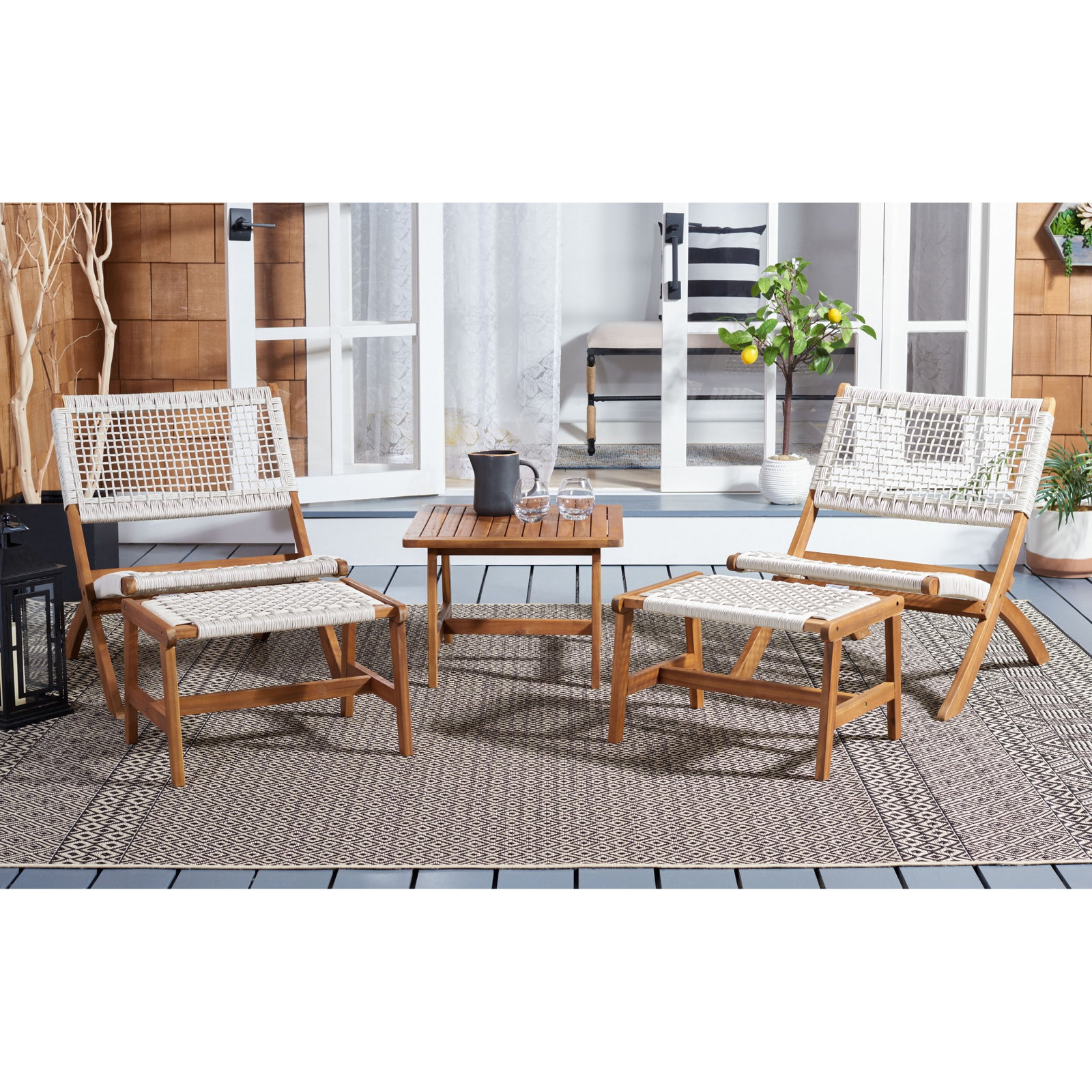 Armida 4-Person Acacia Patio Seating Group, Honey Brown