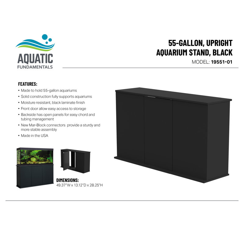 Black Wood 55 Gallon Aquarium Stand Cabinet