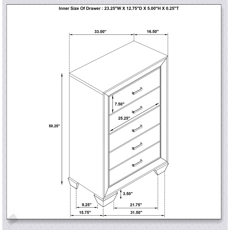 Commode de chambre 5 tiroirs Harrison