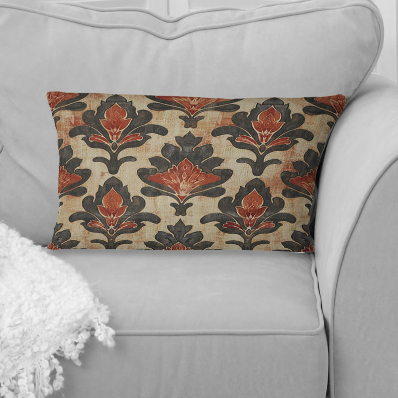 Coussin brun et gris damassé Glamour II - transitionnel