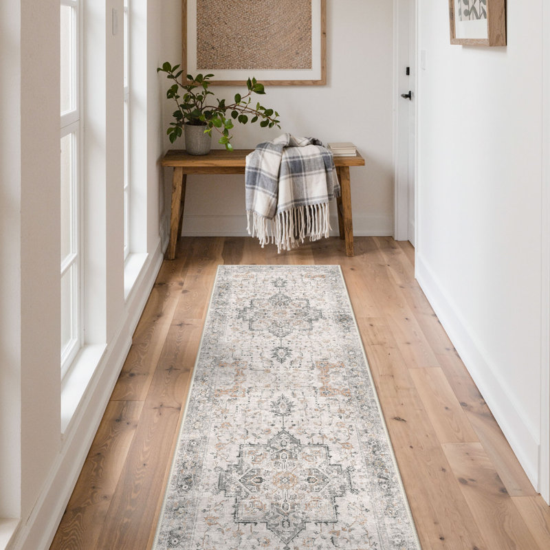 Tapis de couloir oriental Roehit, Tapis de couloir 2 pi x 10 pi, Brun taupe clair
