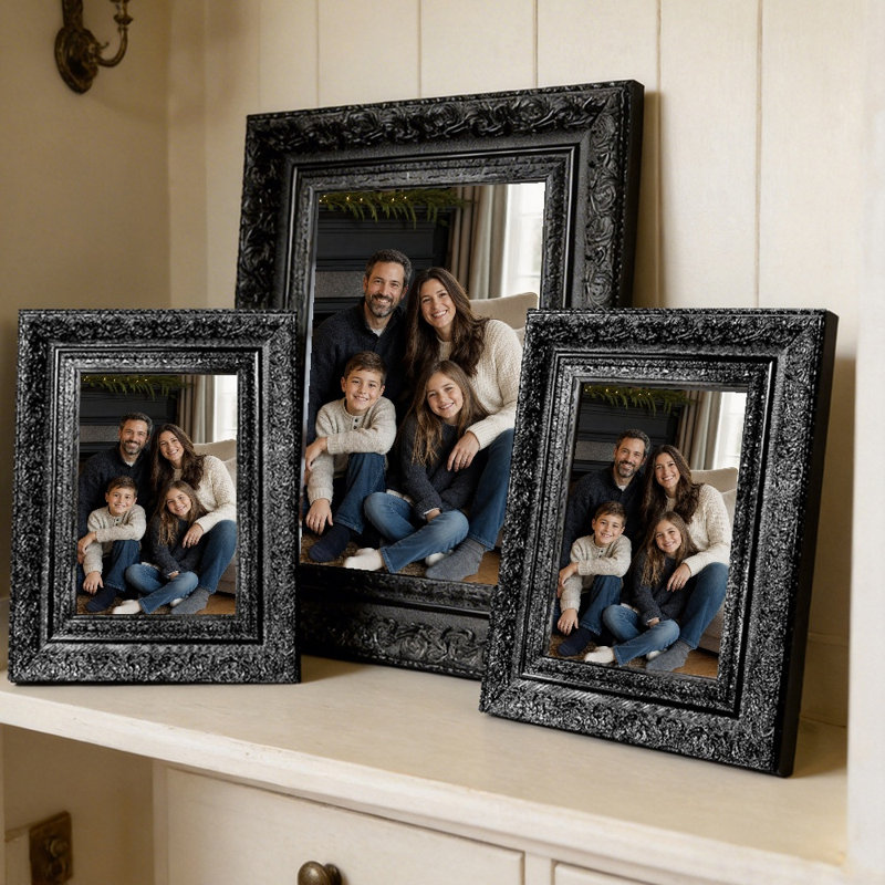 Cadre photo décoratif 3 pièces 5 "x 7" noir pour mémoire