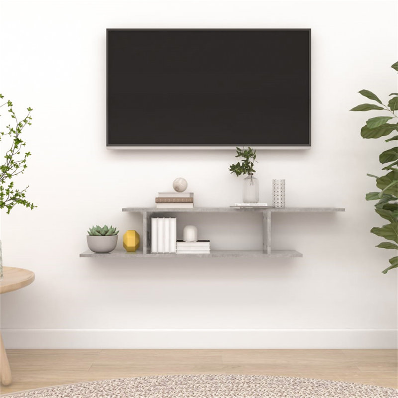 Aydeliz Unfinished Cube Shelf with Fireplace Included, Grey