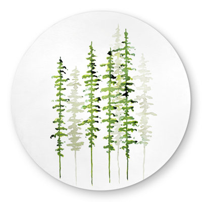 Slim Trees Green Livingroom Round Outdoor Area Rug | Home Decor