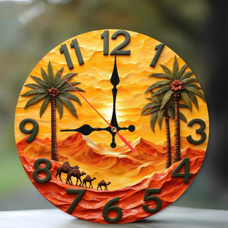 Horloge murale artistique décorative paysage désertique