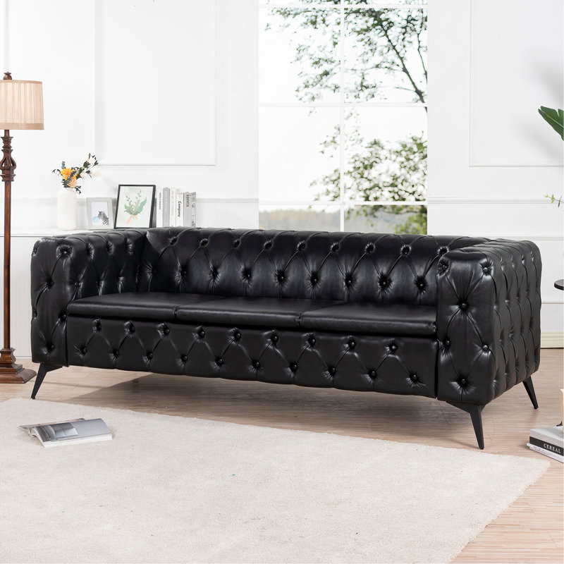 Canapé 3 places à coussin carré amovible de 84,06 po de largeur