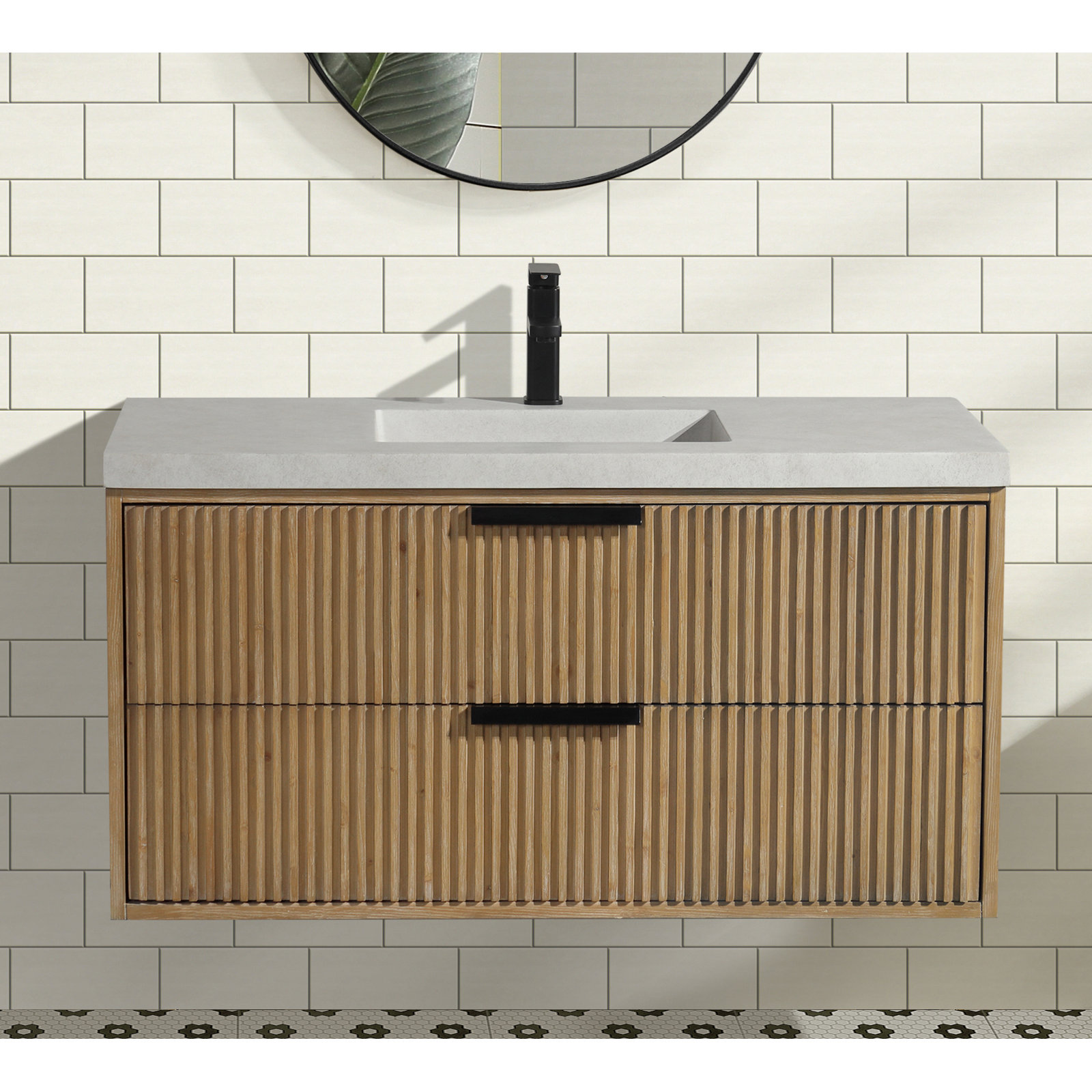 Anelie 42'' Single Bathroom Vanity With Concrete Top