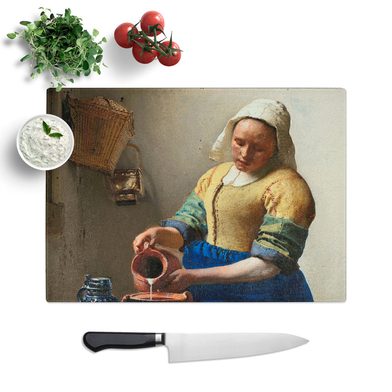 The Milkmaid by Johannes Vermeer Chopping Board, 28.5cm W x 39cm L
