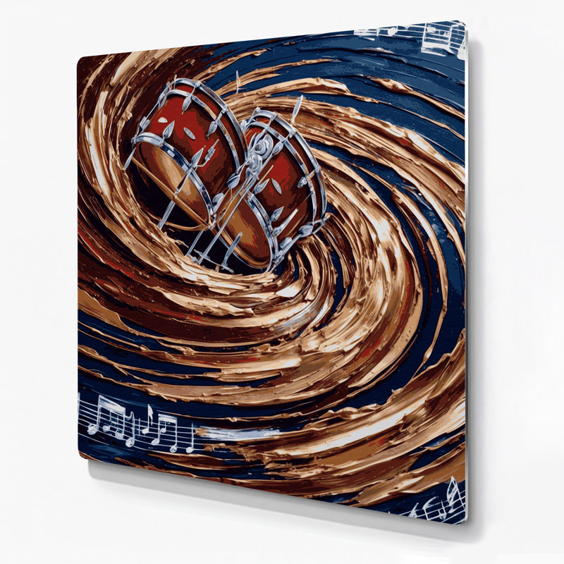 «Music Timpani», art mural en métal mauve, H 12 po x l 12 po